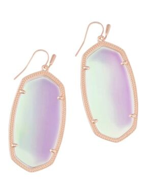 Kendra Scott Danielle Rose Gold Drop Earrings in Dichroic Glass